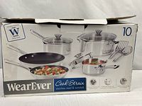 Retail box front displaying entire 10-piece cookware set