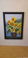 Full view of framed sunflower painting
