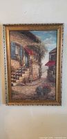 Full view of framed oil painting