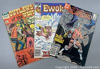 Front covers of the three comic books side by side