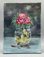 Front view of floral painting showing full artwork