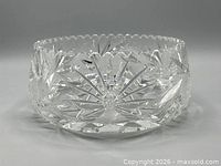 Side view showing cut crystal bowl pattern and rim
