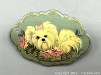 Full view of handpainted brooch front