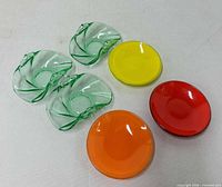 Group shot of all six dishes showing colors and shapes