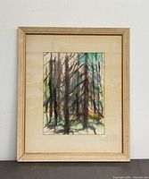 Full view of framed painting showing frame, mat, and artwork