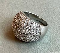 Angled view of dome ring showing pavé stones