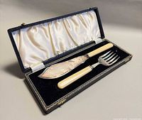 Cutlery set displayed in open case