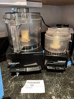 Pro Custom 11 and Mini-Prep food processors side by side on counter