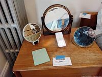 Top view of nightstand showing wood veneer surface