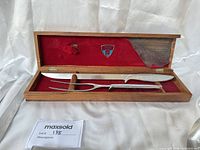 Gerber two-piece carving set in wood box with red lining