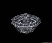 overall view of covered glass candy dish