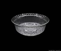 Side profile of clear crystal Trellis bowl showing paneled sides and size