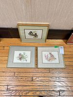All three framed prints on floor showing subjects and frames