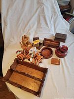 group shot showing all wooden items on table