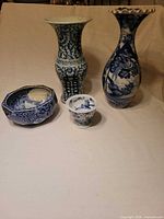 Group shot of two vases and two bowls