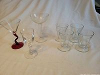 All seven glasses arranged together