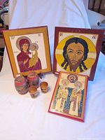 Full lot showing three icons, two canisters, two cups