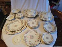 All pieces of the Thomas Ivory Bavaria dinnerware laid out together
