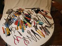 Overhead view of entire tool assortment spread on table