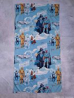 Full view of blue Star Wars twin sheet showing overall print