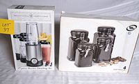 Both boxed items: Rocket Blender set and Ceramic Canisters
