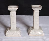 Front view of both matching Lenox candlestick holders standing side by side