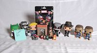 Full group of Funko Pop figures, lanyard, boxed minis and small figures