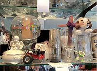 Front view showing majority of items on shelf