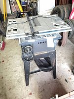 Full view of Craftsman BT-2500 table saw on stand with cord visible
