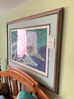 Framed marine fish print on wall