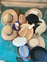 Top view showing all hats together