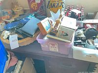 overall view of mixed accessories in tubs on table