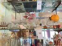 Overview of all glassware pieces on shelf