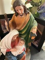 Painted resin Holy Family statue front view