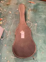 Closed black hard shell guitar case