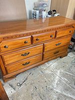 Full view of Kroehler cherry dresser showing all seven drawers