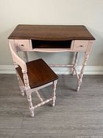 Vanity desk front view with chair