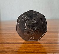 Reverse of coin showing Britannia design and 50 denomination