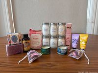 All 17 spa items arranged front view