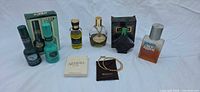Full lot showing all fragrance bottles, necklace, Artisan pouch and box