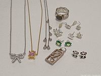 All jewelry arranged on surface