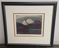 Front view of framed art print showing image, mat, and frame