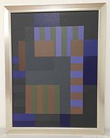 Front view of framed abstract geometric painting