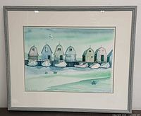Full view of framed watercolor painting