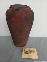 Front view of raku vase showing coloration and form