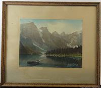 Framed hand-coloured photograph showing full artwork, mat and frame