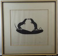 Full frontal view of framed print showing artwork, mat, and light wood frame