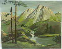 Front of acrylic mountain landscape painting