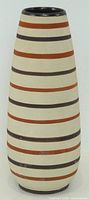 Full view of striped West German ceramic vase
