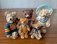 Front view of all five Colour Box bear figurines